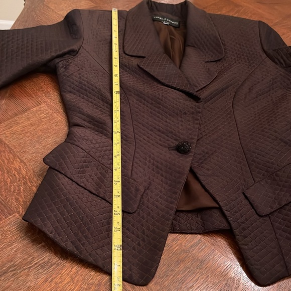 Pamela Dennis Quilted Silk Blazer Chocolate Brown Beaded Buttons Size 6 USA - Picture 12 of 14